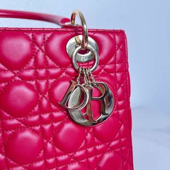 Dior Red Medium Lady Dior Handbag - Picture 4 of 9